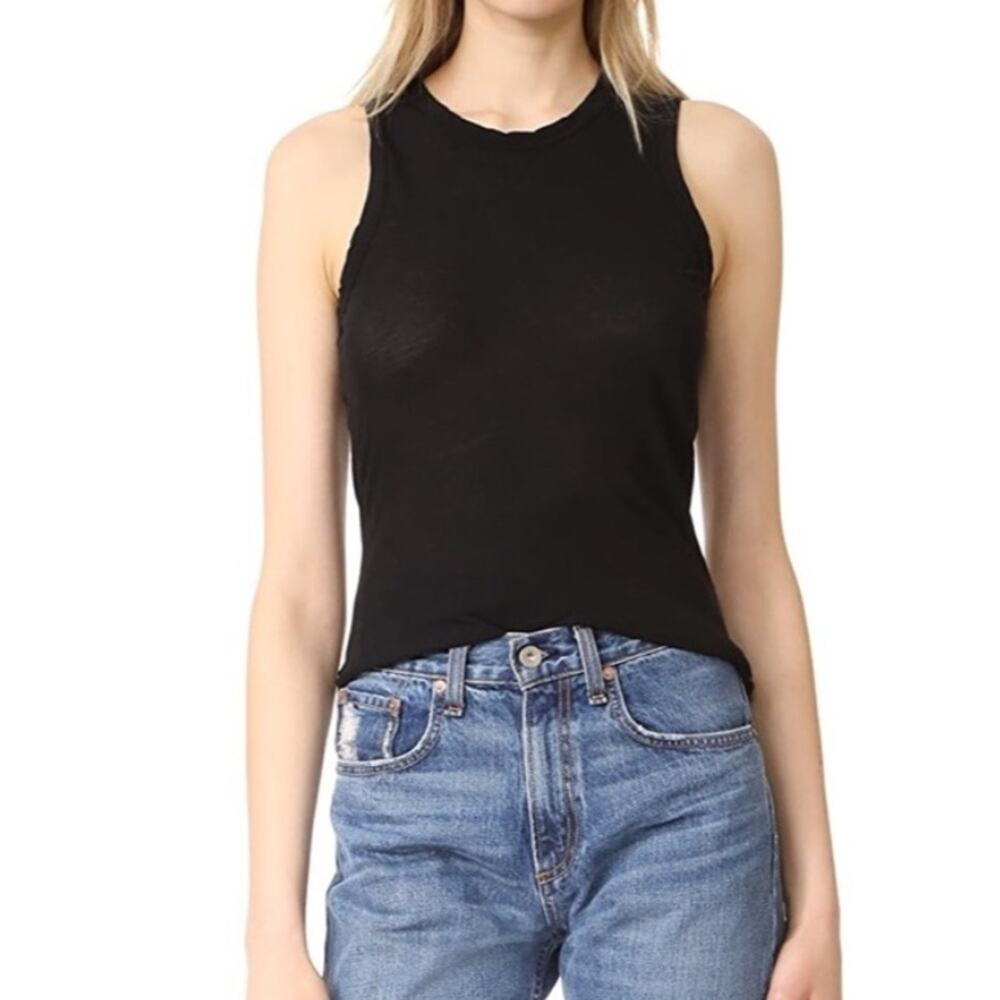 James Perse Womens sm/med Tank Top Black Cut Away Crew NWT